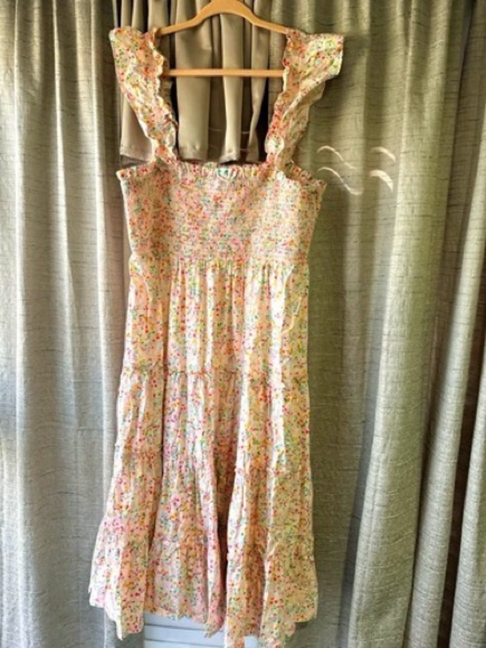 crown & ivy Pastel Floral Ruffle-Strap Midi Dress